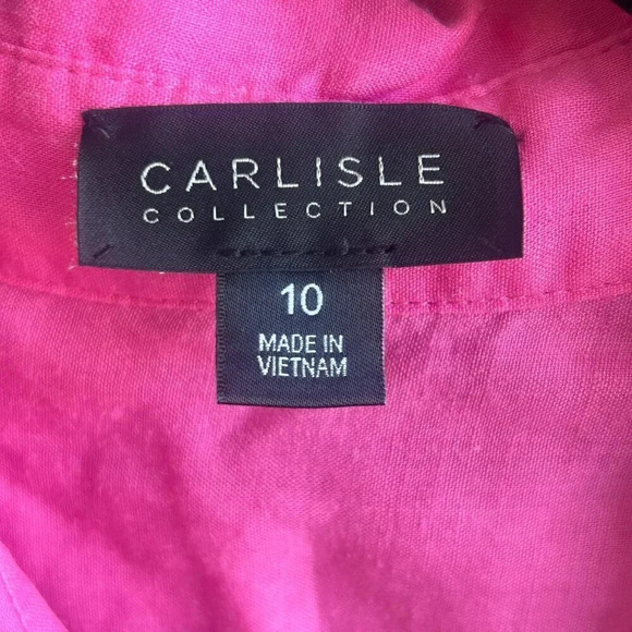 Carlisle Collection Hot Pink Long Sleeve Tunic Blouse Size 10 - Picture 3 of 4